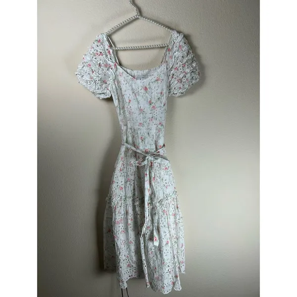LoveShackFancy Clementine Eyelet Dress Size 2 Coquette Floral Girly Midi Length - Image 4
