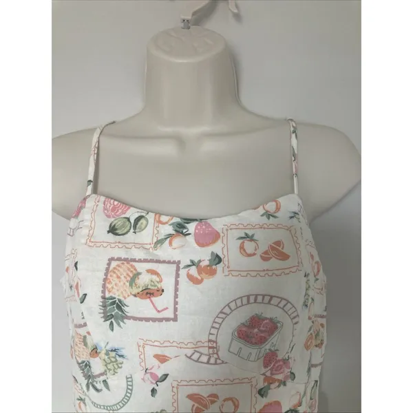 Cynthia Rowley fruit floral sundress midi tiered spaghetti straps S pockets - Image 8