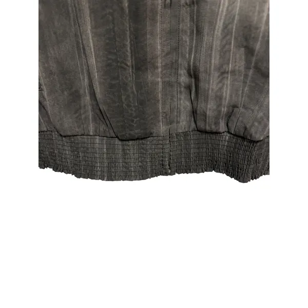 Mystree Gray Vertical Stripe Bomber‎ Jacket Lightweight Quarter Zip Women's L - Image 6