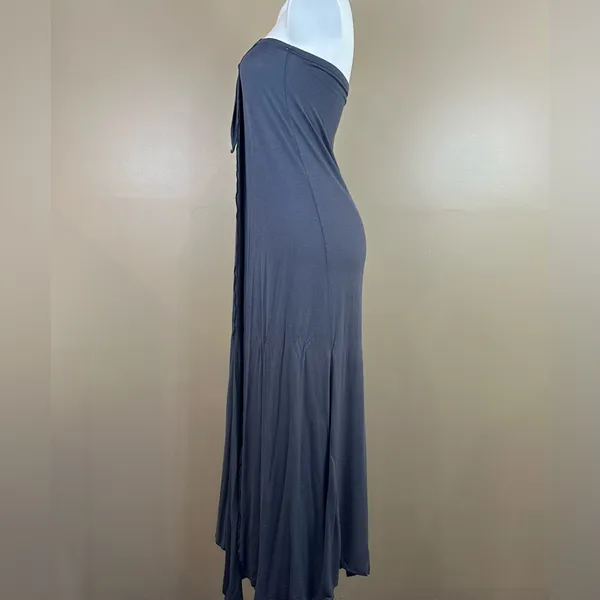 Casa Lee Gray Strapless Maxi Dress Beach Swim Bathing Suit Coverup Small Modest - Image 5