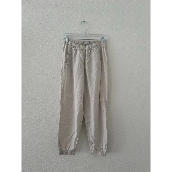 Babaton Aritzia Linen Blend Pull-On Jogger Pants Cream Size M - Image 2