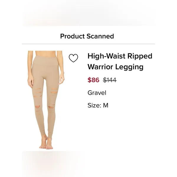 Sold out $144 nwt new M ALO warrior high waist ripped leggings gravel tan - Image 2