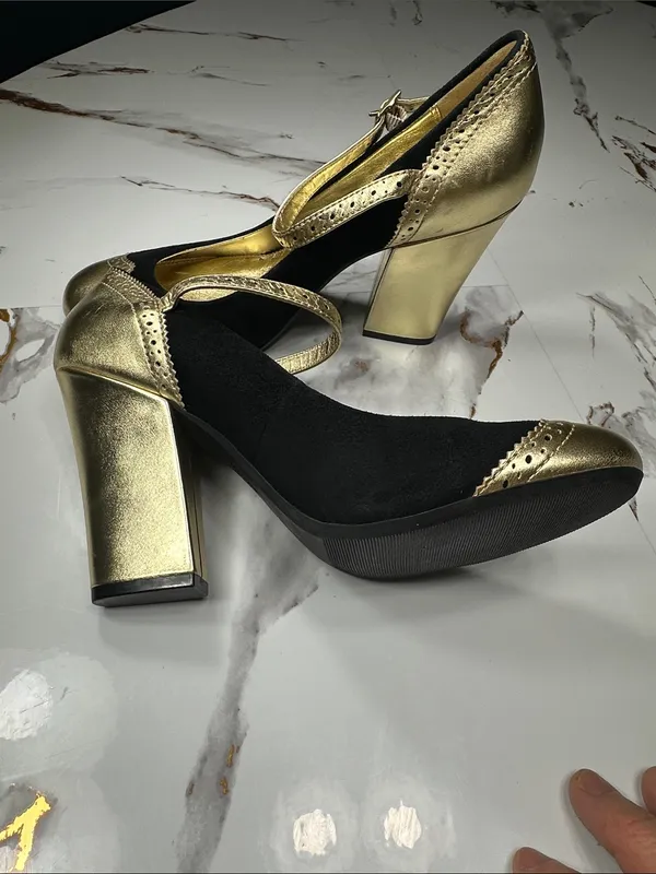 Coach Gold and Black Mary Jane Heels - Image 8