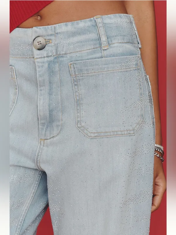 Anthropologie Maeve Collette Full Length Sparkle Jeans- size 26 - Image 3