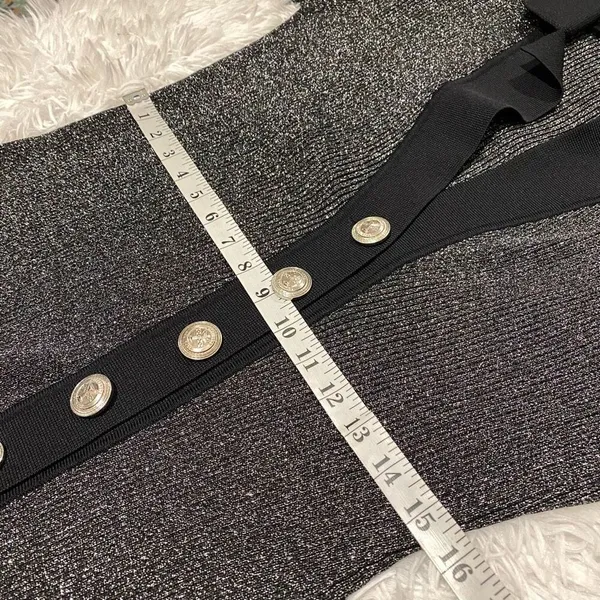 retrofête Mimi Sweater Long Sleeve Mini Dress in Gray Black XL - Image 6