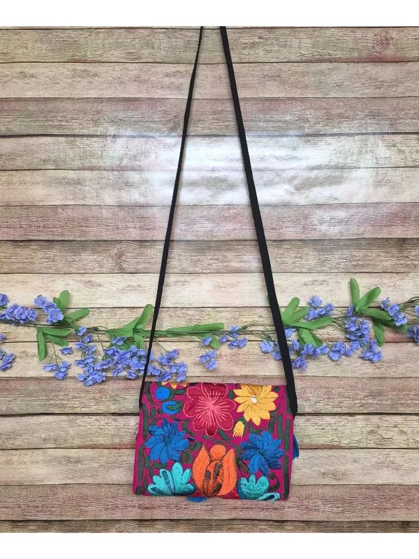 NWOT Mexican Embroidered Crossbody Envelope Purse Multicolor Floral Tassels - Image 5