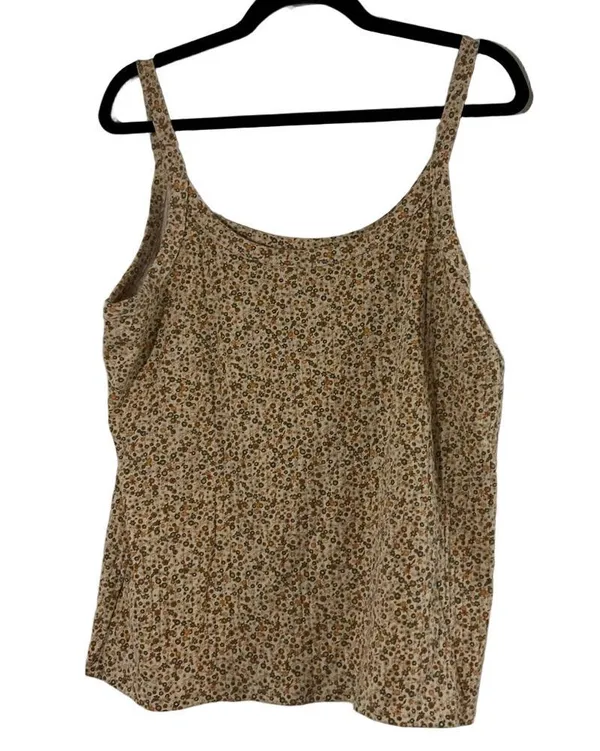 Aerie tank top size small, floral pattern shades of orange+green - Image 2