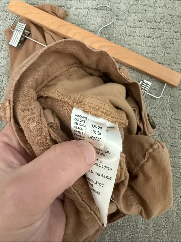 Free People Faded Love Linen Blend Trousers Camel Brown Women's 28 - Image 13