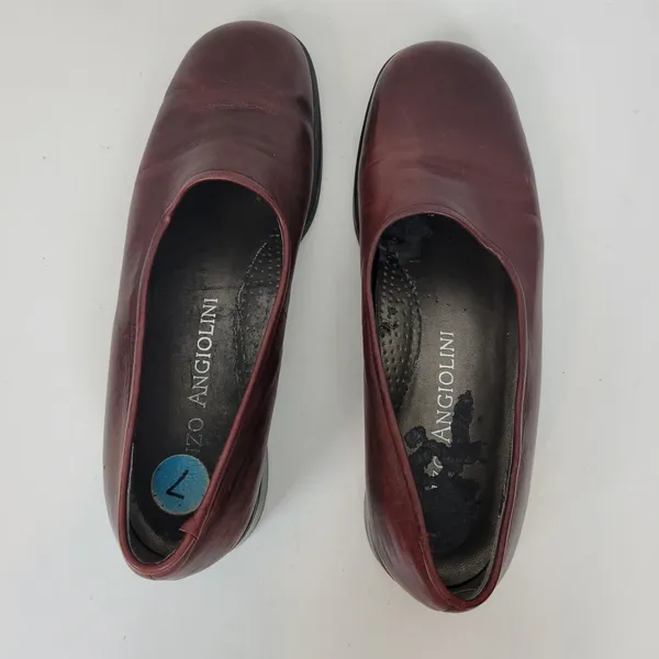 Enzo Angiolini Womens Shoes Size 7 Burgandy Leather Slip On Flat Loafers - Image 4