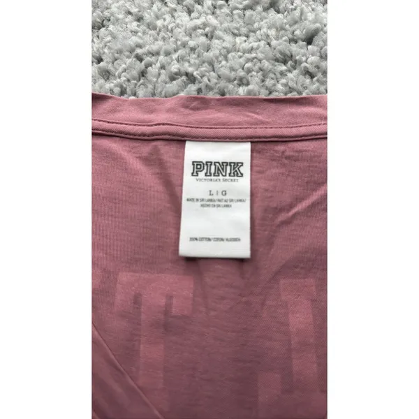 Victoria's Secret PINK V-Neck Pocket T-Shirt Women L Pink Short Sleeve - Image 2