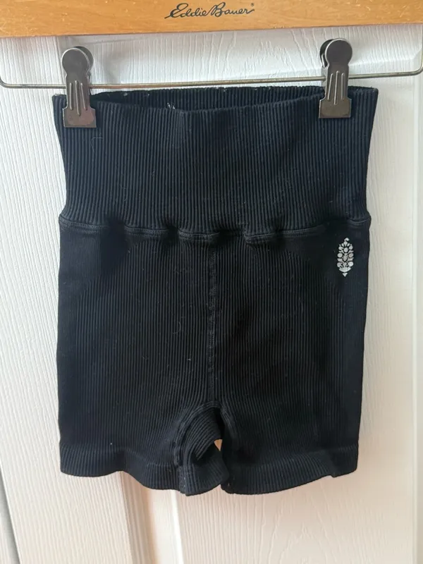 Free People Movement High Rise Ribbed Seamless Shorts in Black - Image 2