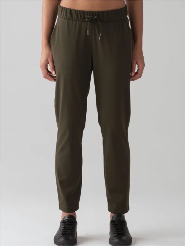 Lululemon On the Fly 7/8 Pant Size 2 Dark Olive Green Luxtreme Drawstring Pants - Image 2