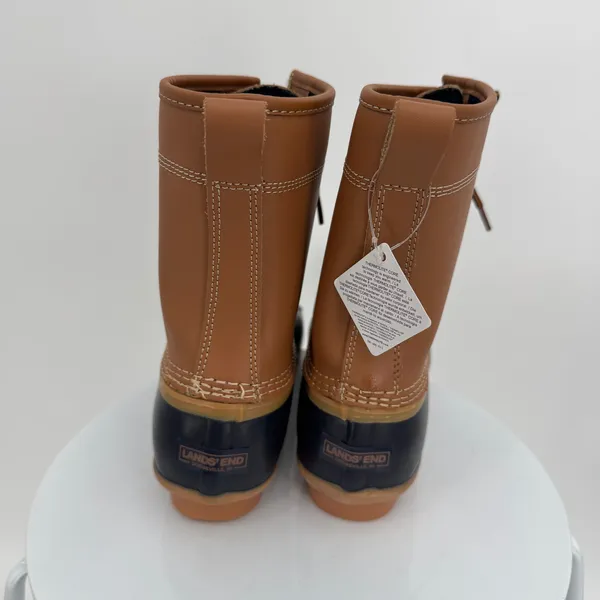Lands' End duck boots women's 6.5 rubber leather lace up waterproof winter lined - Image 5