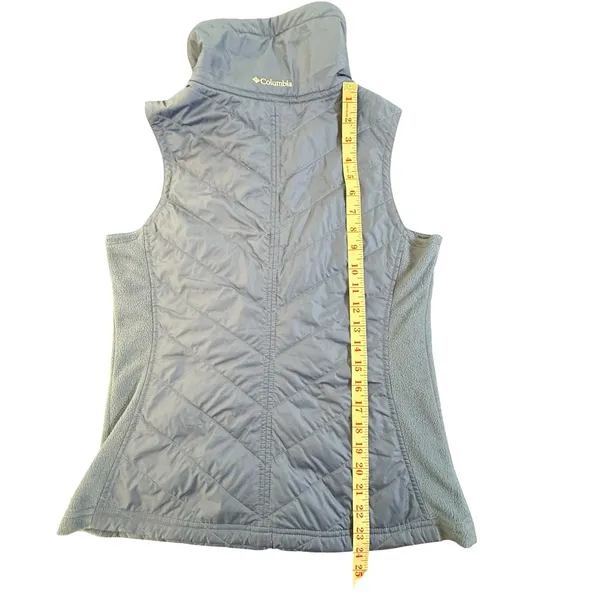 Columbia Womens Blue Quilted Fleece Mix Puffer Vest Small Full Zip Mock Neck - Image 2