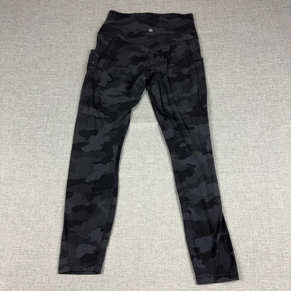 Lululemon Leggings Womens 8 Black Camo High Rise Ankle Pockets Yoga Gym Workout - Image 8