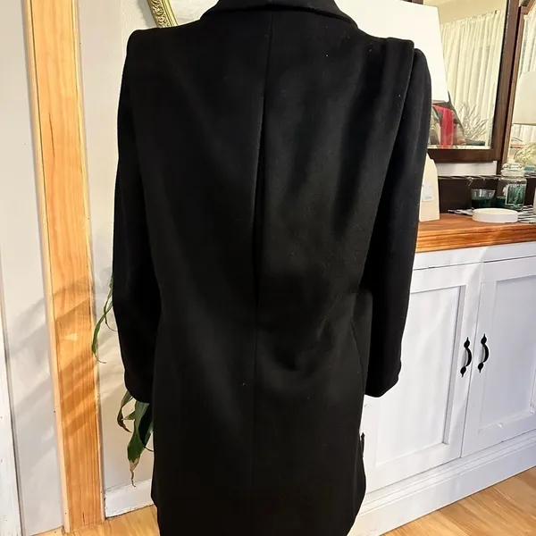 Jules Miller Black Oversize Wool Vintage 1980's Coat, Big Shoulders, S/M. - Image 4
