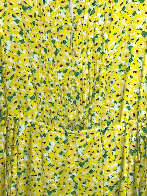 Loft brand adorable Yellow Floral Short-Sleeve Midi Dress - Image 9