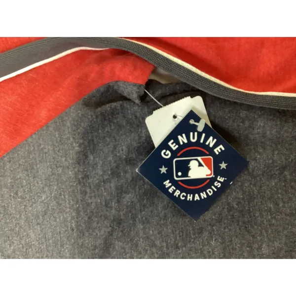MLB Atlanta Braves Hoodie Campus Lifestyle Navy‎ Red Raglan Large NWT 2063 - Image 2