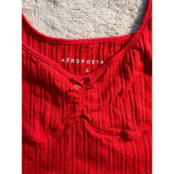 Aeropostale Women's Red Ribbed Knit Sleeveless Tank Top Standard Size S - Image 2
