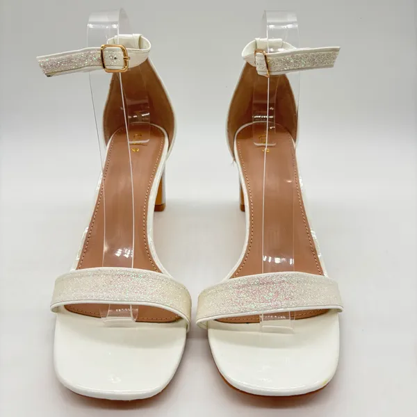 Allegra K Heels Womens 9‎ Cream Glitter Ankle Strap Heels Party Dress Shoes - Image 4