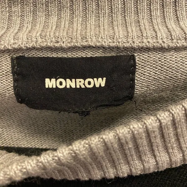 Monrow Black & Tan Color Block Mock Neck Balloon Sleeve Revolve Sweater - Image 7