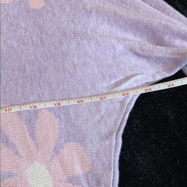 Ekouaer Purple Floral Knit Lounge Set Long Sleeve Top Shorts 2-Piece Medium - Image 4