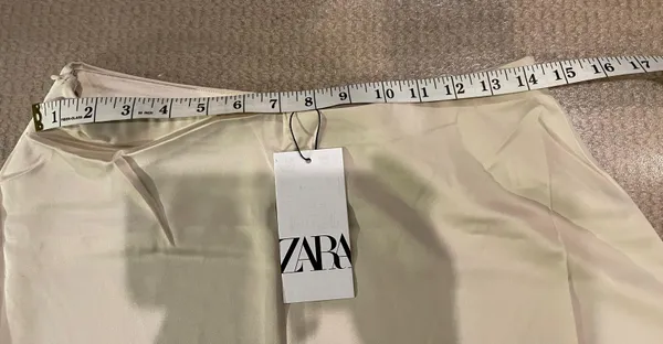 Zara A-line Beige Midi Satin Skirt. Size M - Image 5