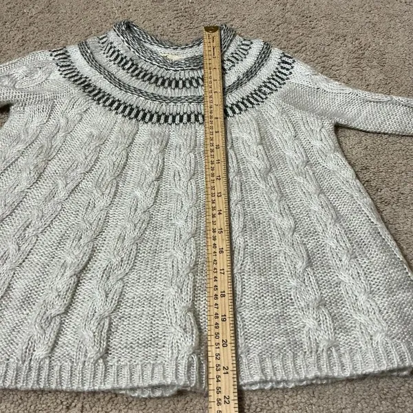 Hollister Fair Isle Knit‎ Sweater Mock Neck Cable Knit Cream Black XS - Image 4