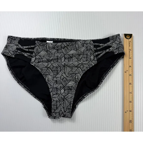 Athleta Bikini Bottom Geometric Print Swim‎ Bottom Black White Size M - Image 4