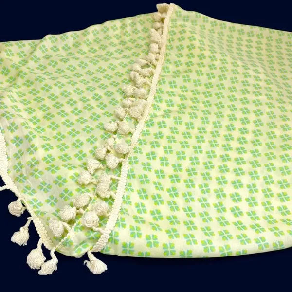 NWT Natural Life Green Blue Abstract Fringe Bohemian Infinity Scarf - Image 6