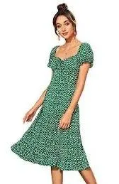 SheIn Green floral midi dress - Image 3