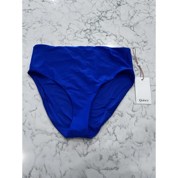 NWT Quince Electric Blue Italian High Rise Bikini Bottoms Size Medium - Image 3