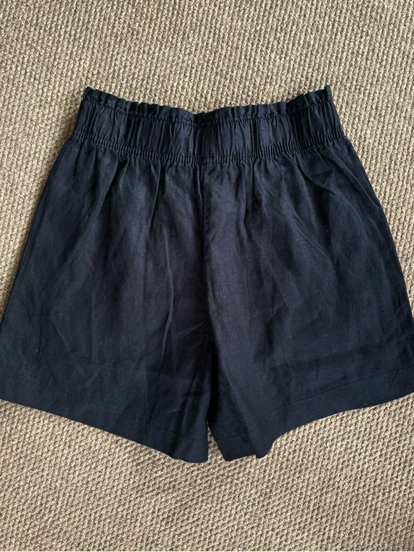 NWT QUINCE European Linen High Waisted Shorts Black Size XS - Image 8