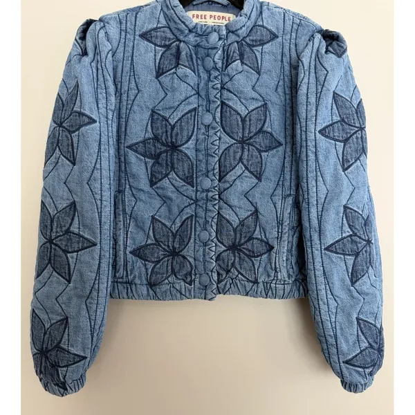Free People Quinn Quilted Cotton Denim Jacket Women's Size XS - Image 5