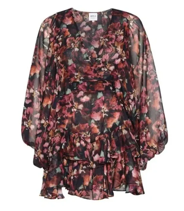 NWT Misa Los Angeles Jolene Libra Fleur Chiffon Mini Dress Size Small - Image 7