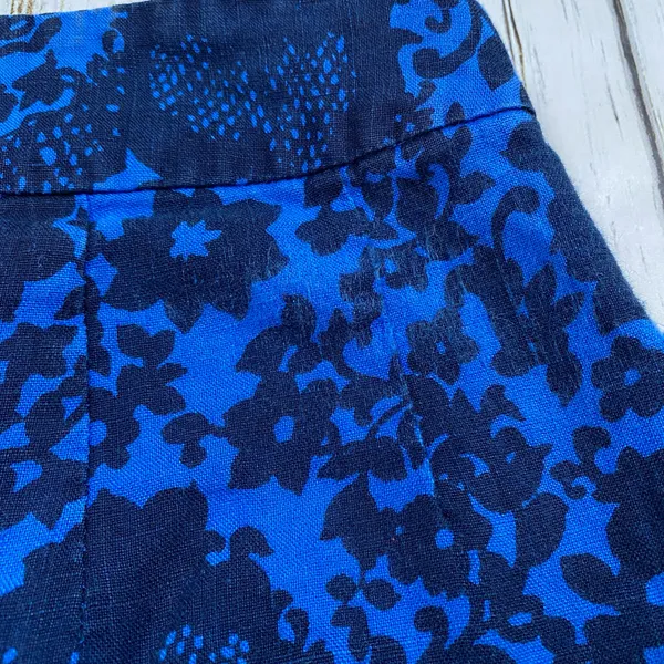 Boden Sara Linen Button Front Blue Floral Skirt - Image 8