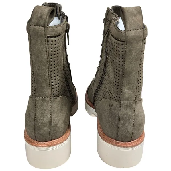 MIA Womens‎ Olive Green Perforated Lace Up Ankle Boots Lug Heel Side Zip 6.5 NEW - Image 6