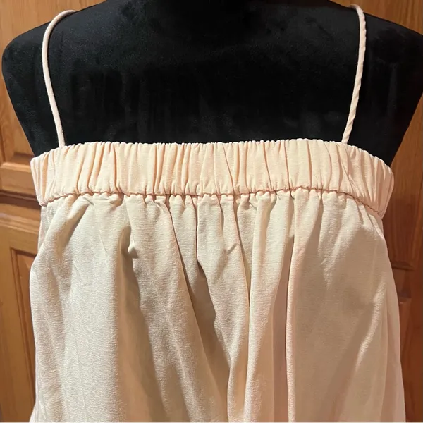 ZARA Linen Blend Babydoll Mini Dress with Pockets in Peach Tangerine Size‎ Small - Image 10