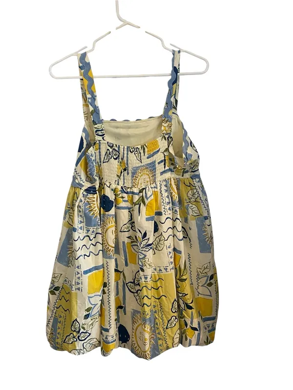 Sun Lemon Print Rick-Rack Scalloped Balloon Dress coastal vacation resortwear - Image 7