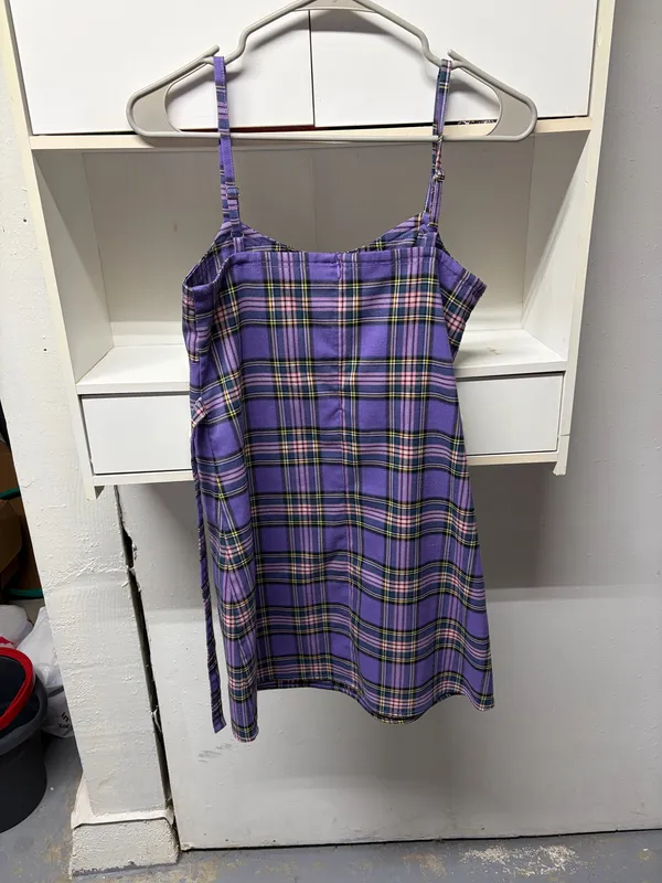 Brandy Melville Dress Mini Plaid Purple - Image 3