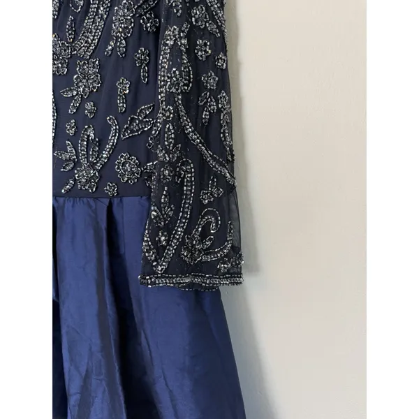 Pisarro Nights Beaded Illusion Neck Taffeta Cocktail Dress 14 Missing Belt NEW - Image 11