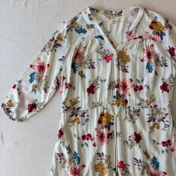 O'Neill floral boho peasant mini dress 3/4 sleeve‎ festival cottagecore medium - Image 11