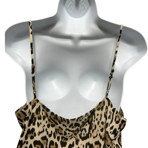 Y2K Socialite Women Babydoll Cami‎ Top L Animal Print Lingerie Lined Lace Trim - Image 4
