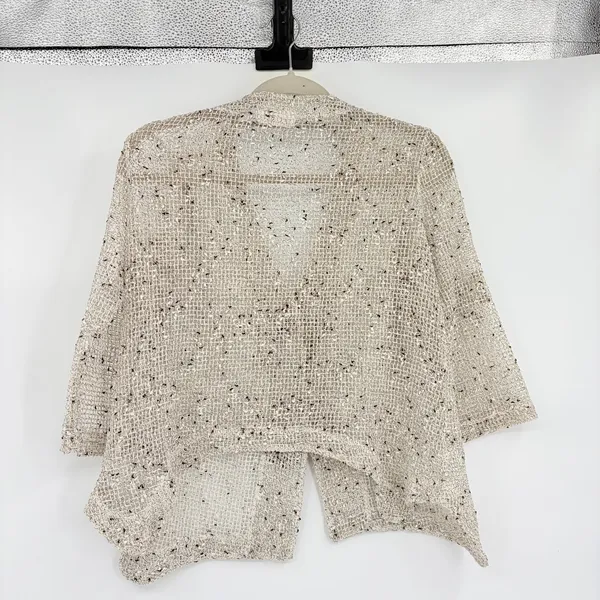 Hailey Lyn Open Weave Cardigan Womens Top Sz L Coastal Lagenlook Boho Button - Image 7