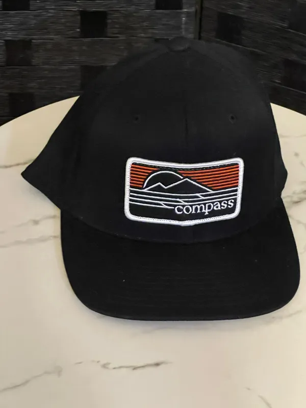 New Mountain Sunset Patch Trucker Hat Compass Retro Hiking black one size - Image 2