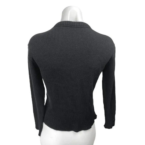 Set Active Women's Black Waffle Knit Long Sleeve Crew Neck Sweater Top Size S - Image 2