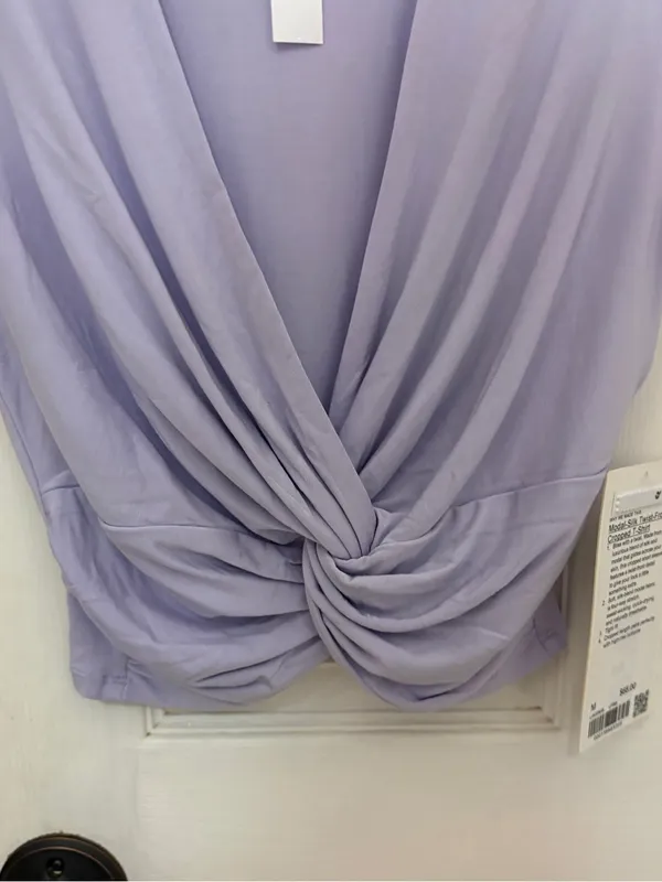 NWT!! Lululemon Modal-Silk Twist-Front Cropped T-Shirt in Light Purple - Image 8