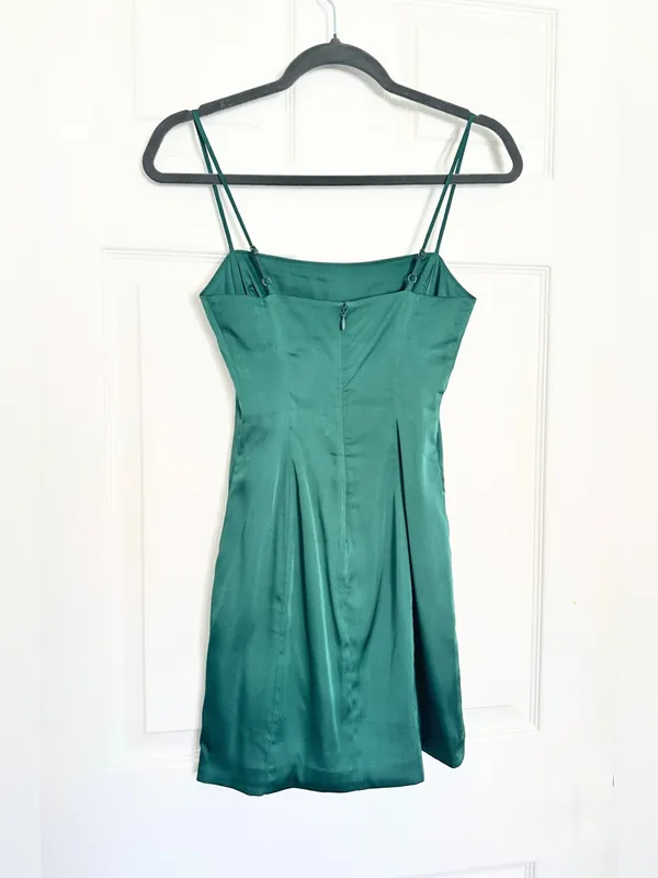 NWOT Sunday Best Shimmer Satin Dress - Emerald - 00 - Image 10
