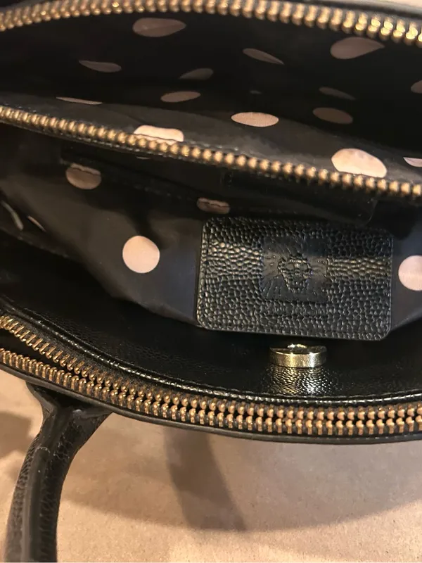 Anne Klein Structured Black Leather Top-Handle Satchel with Tassel Accent - Image 7