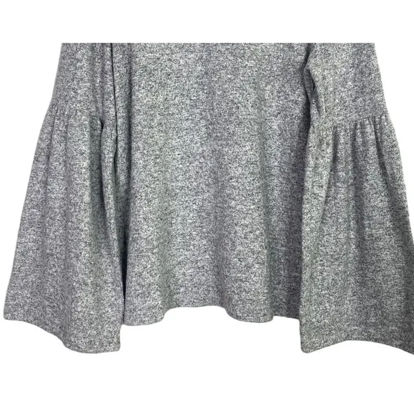 Zara Oversized Bell Longsleeve Soft Knit Pullover Sweater Crew Neck M Gray #4141 - Image 3